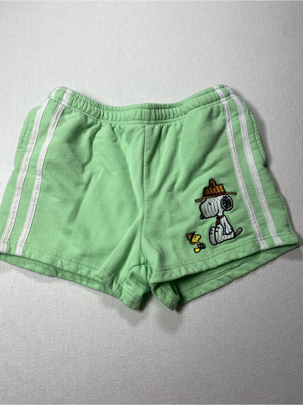 Peanuts Light Green Snoopy & Woodstock Athletic Shorts